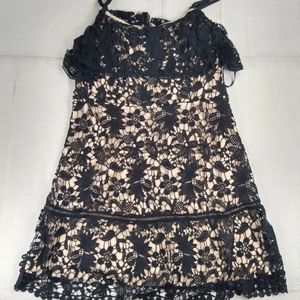 City Chic Black and Cream Babydoll Mini Dress